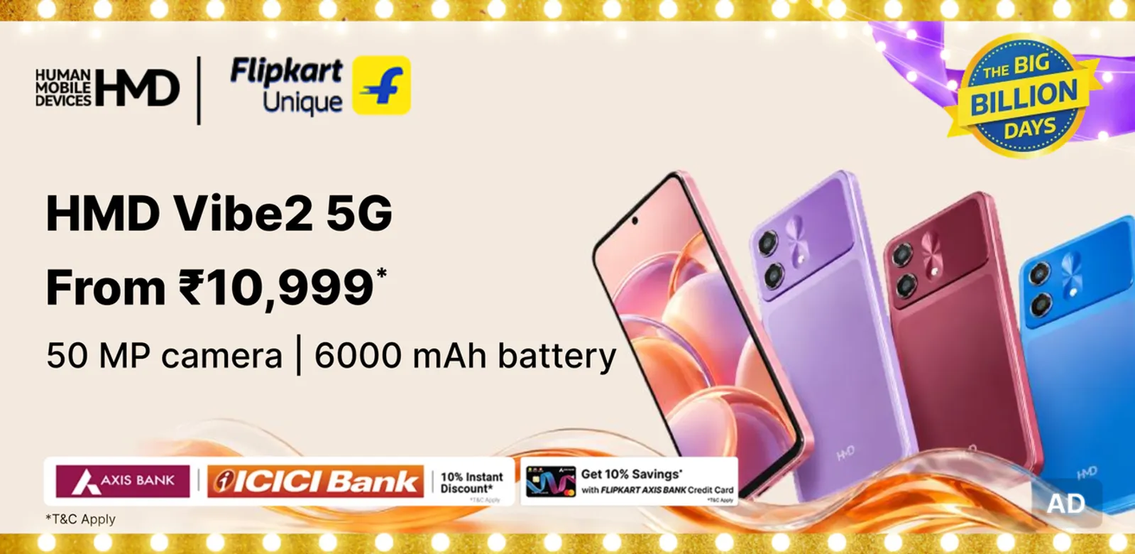 HMD Vibe2 5G on Flipkart — Big Billion Days Sale from ₹10,999