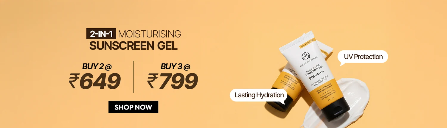 The Man Company 2-in-1 Moisturising Sunscreen Gel — Buy 2 @ ₹649 or Buy 3 @ ₹799